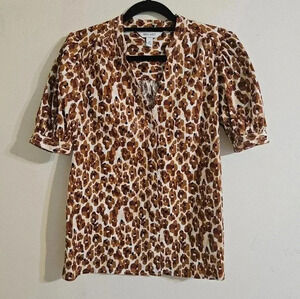 Nine West Puff Sleeve Cheetah Blouse